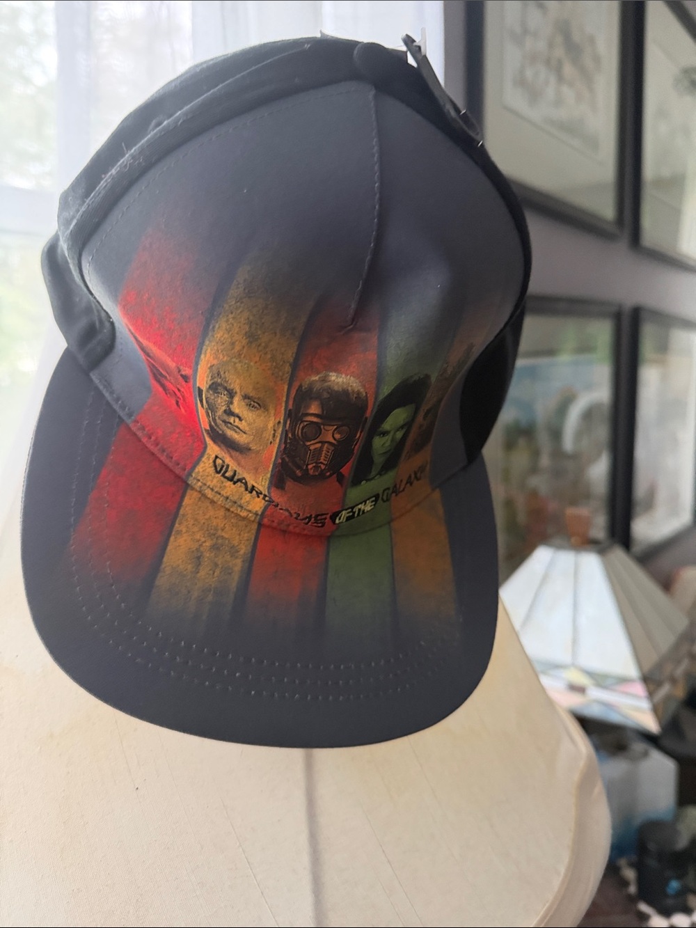 Black Kids Hat with Multicolor Guardians Stripe Graphic